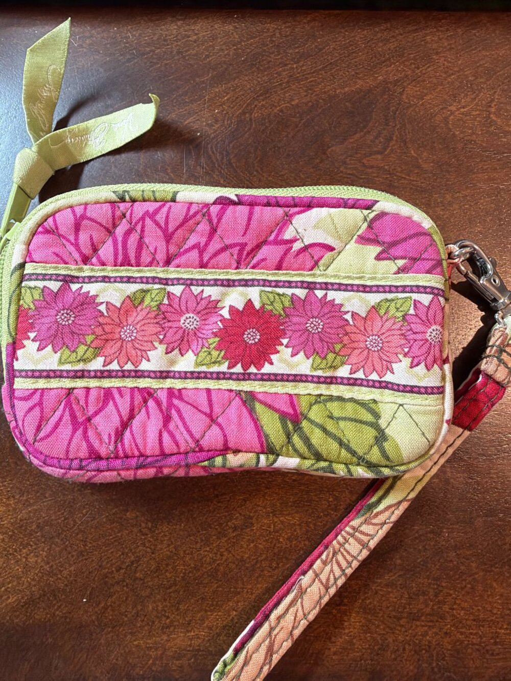 Vera Bradley "Hello Dahlia" Quilted Cotton Zip Wristlet Wallet